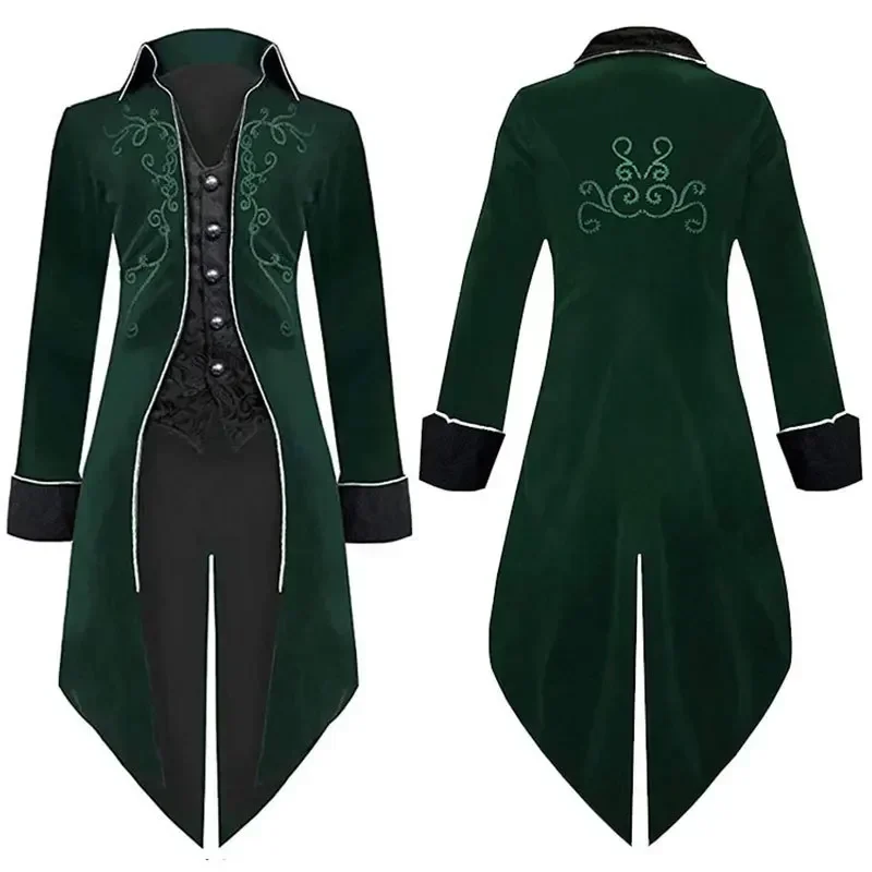

Medieval Men's Suede Tuxedo Retro Mid-length Punk Coat
