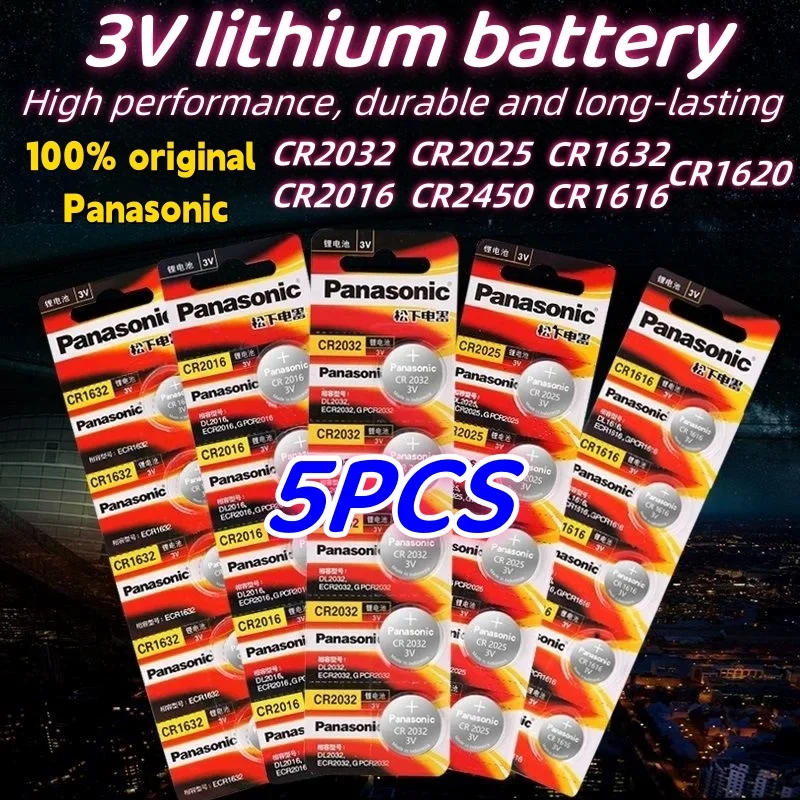 

5Pcs Original Panasonic CR2032 CR2025 CR2016 CR1632 CR1616 CR1620 CR2450 CR2430 3v Lithium Battery CR2032 Batteria CR 2032