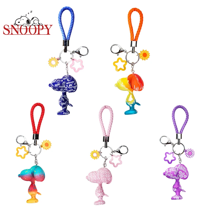 New Kawaii Spike Snoopy Keychain Kawaii Graffiti Doll Pendant Couple Toy Anime Puppy Wallet Bag Pendants Creative Car Key Ring