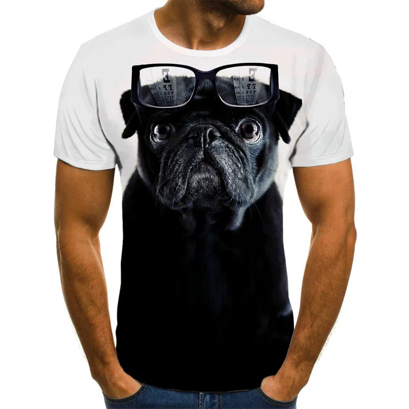 Summer Casual Fashion 3dt T-shirt Fun Personality Dog Creative Pattern Men's T-shirt Unisex O Collar Shirt Plus Size Streetwear