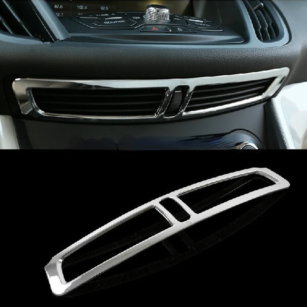 Car Chrome Trim Sticker Air Conditioning Outlet Decoration Cover for Ford Kuga 2013 2014 2015 2016 2017 Modification