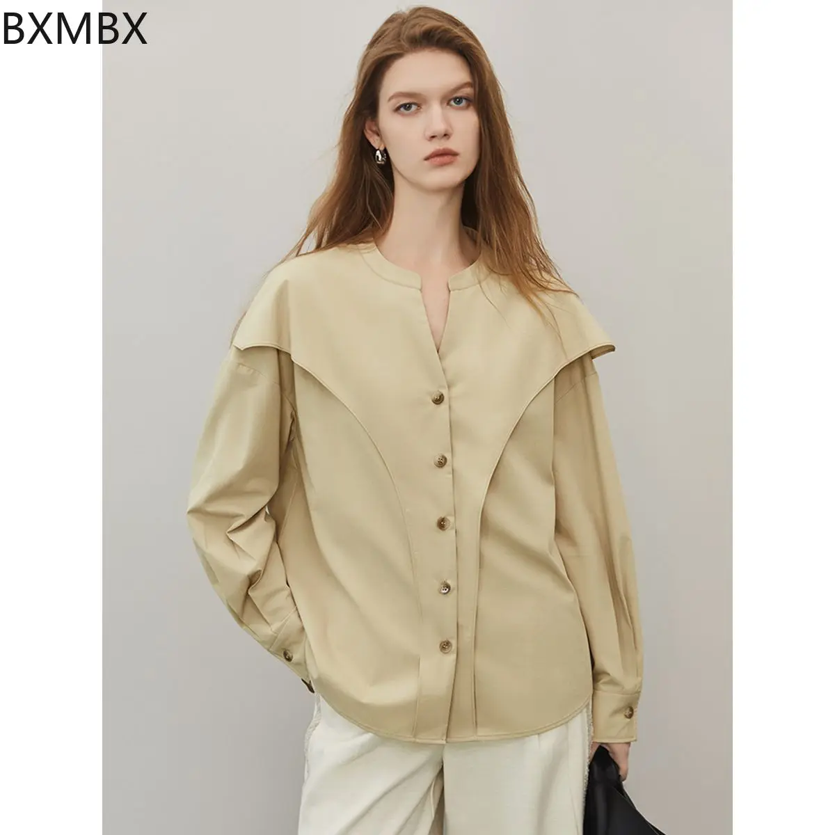 

Pure cotton French design sense simple light and ripe niche shirt women's 2024 autumn new thin chic top