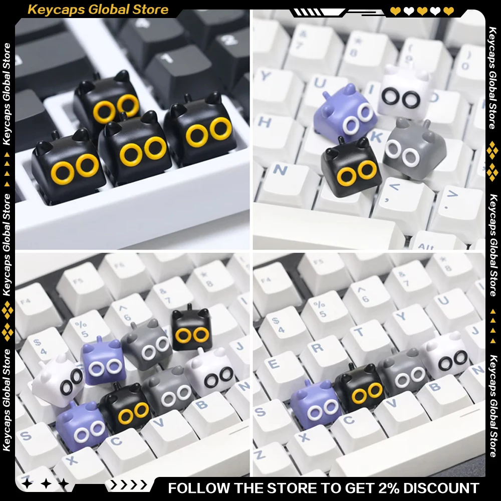 Lord of Mysteries Series Cute Cat Keycaps Cartoon Design for Customized Keyboard Enthusiasts Gift Black/white/gray/purple