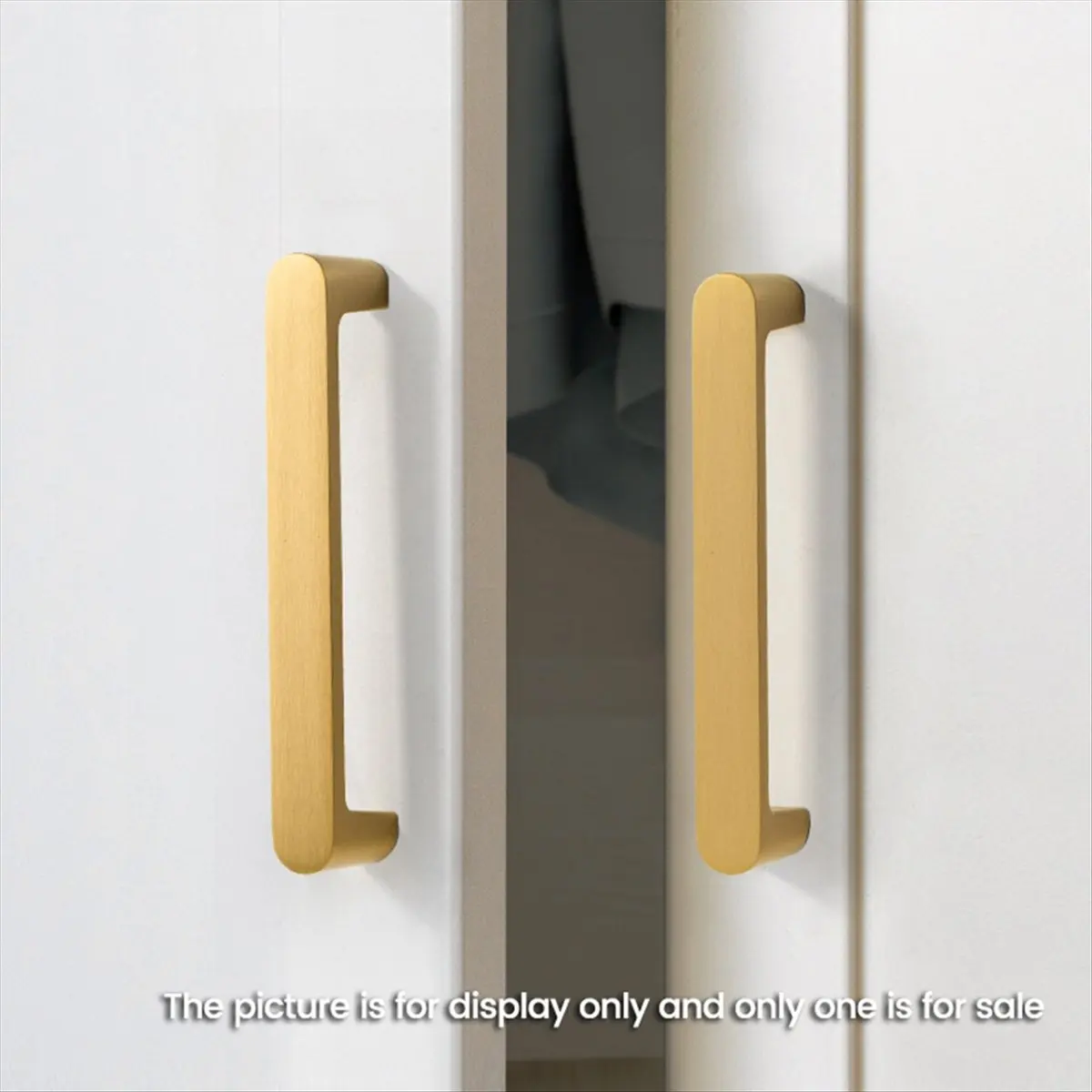 A25I Solid Brass Simple Style Kitchen Handle Cabinet Drawer Wardrobe Gold Handle, Comfortable Feel, Hole Distance 128 mm