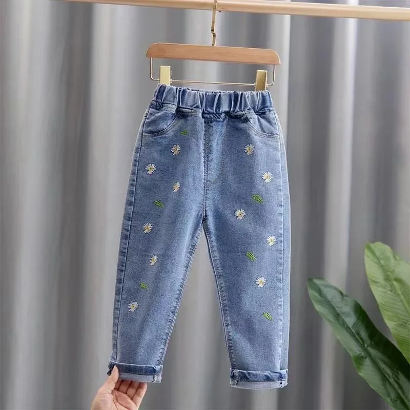 Kids Baby Girls Casual Clothes Jeans Trousers Toddler Infant Denim Clothing Pants Children Bottoms 1 2 3 4 5 6 7 Years