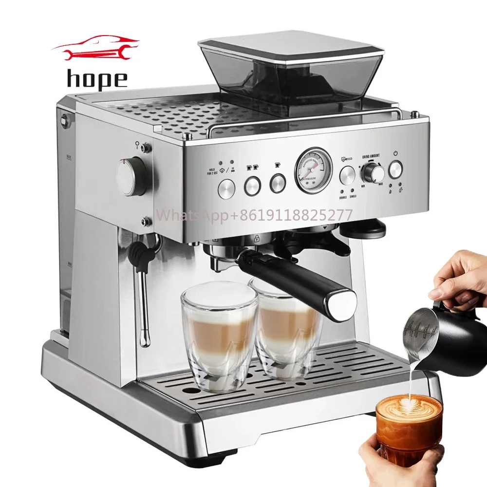 Professional Custom Semi Automatic Electric Adjust Home Restaurant Commercia Smart Coffee Maker Espresso Machine with Grinder