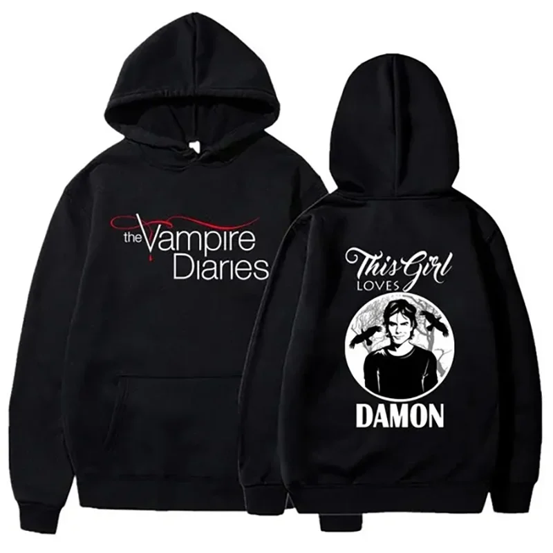 Sudaderas con capucha The Vampire Diaries para mujer, Sudadera con capucha con personalidad a la moda, Jersey informal holgado de manga larga para