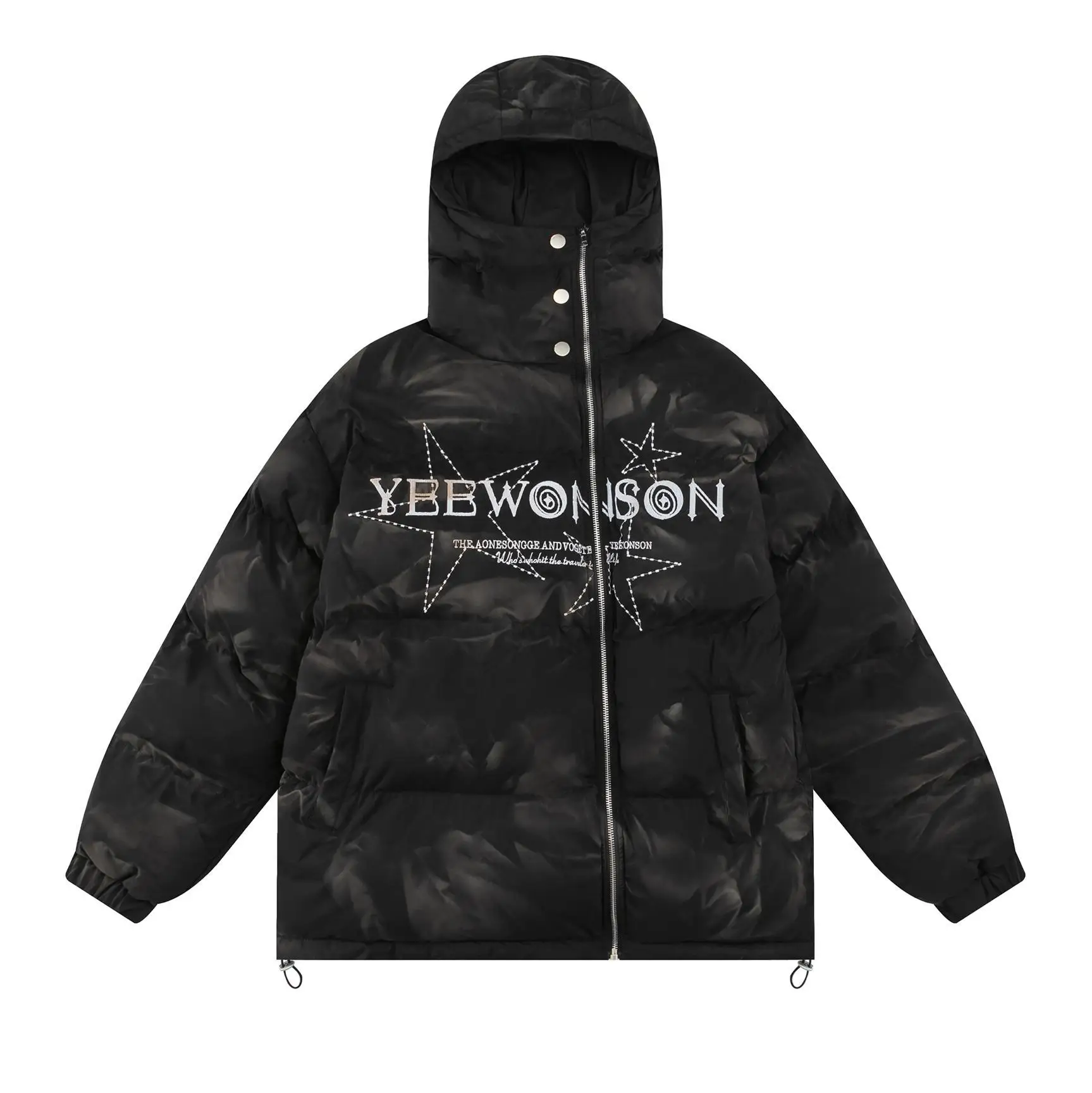 

Star Embroidery Hooded Puffer Jackets For Man, Streetwear Oversized Windproof Mans Coat, Thickened Womans Winter Jacket