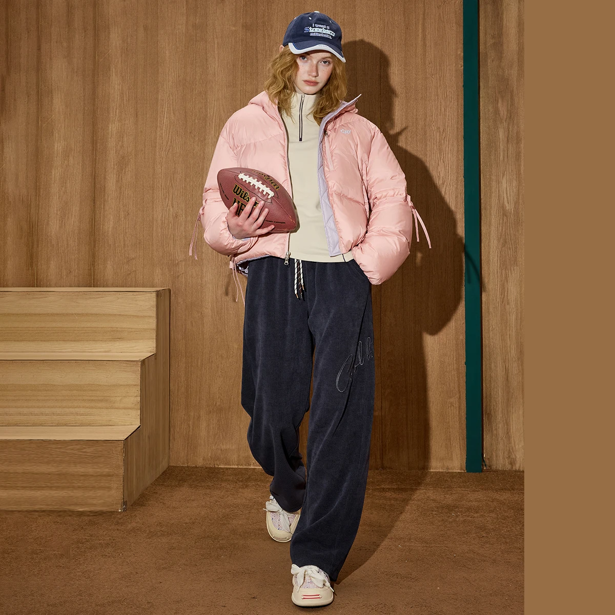 Coolhut Colorblock recoger cintura Puffer invierno 90% abajo Parka recortada nube voluminosa diseño acolchado silueta cálida de gran tamaño