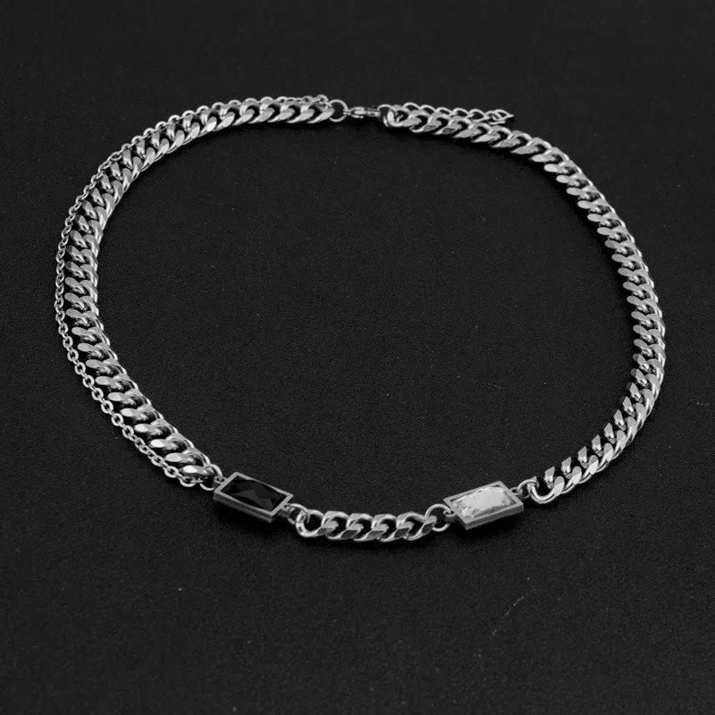 Titanium steel necklaces niche design haute couture Cuban chains Hip hop matching clothes high street accessories