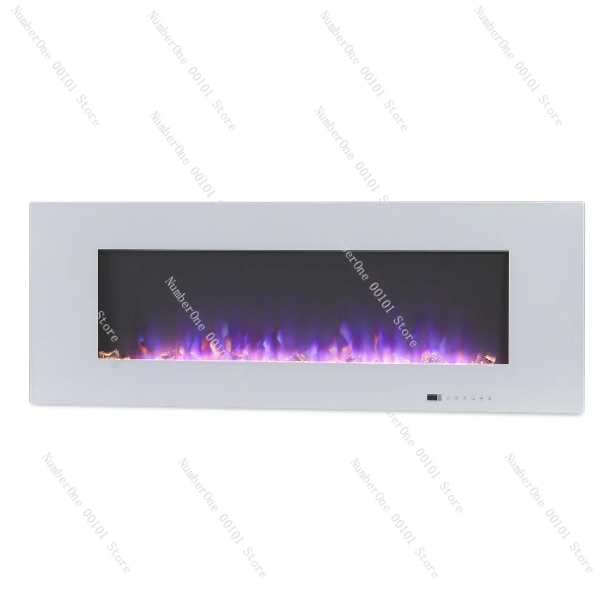 50 Inch Hanging Home Heaters with White Tempered Glass Front Panel  Flame Electric Fireplace