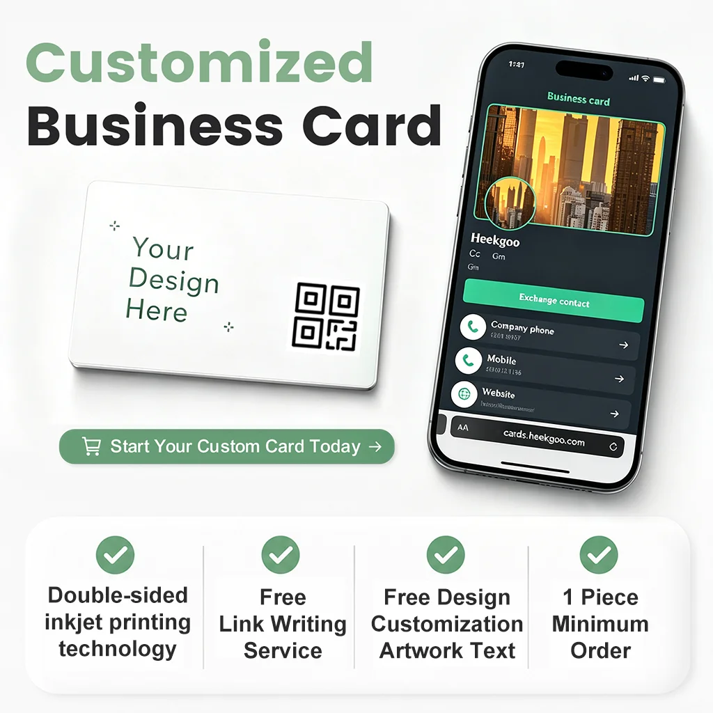 Cartão de Visita Digital NFC Impressão a Jato de Tinta com Logo Personalizado 504B Cartão Inteligente Regravável Link de Mídias Sociais MOQ 1