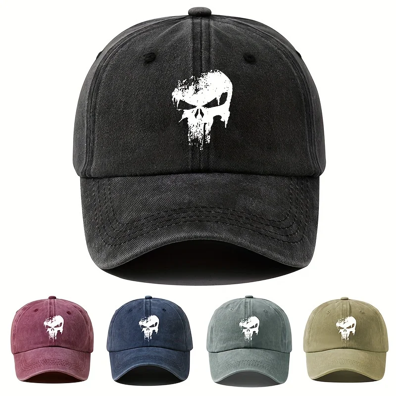 

Fashion Printed Skull Head Baseball Cap, Men'S Outdoor Sun Protection Lightweight Shade Hat, Men'S Outdoor Riding Duck Tongue Ca