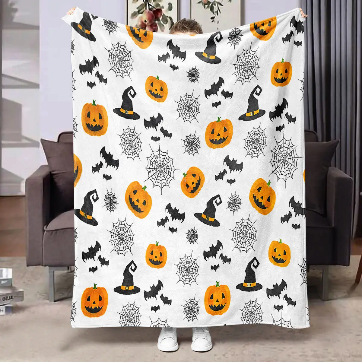 Halloween-Universal-Flanelldecke, bequem und weich, digital bedruckt, lässige Klimadecken, dekorative Nickerchendecken – Detail 10
