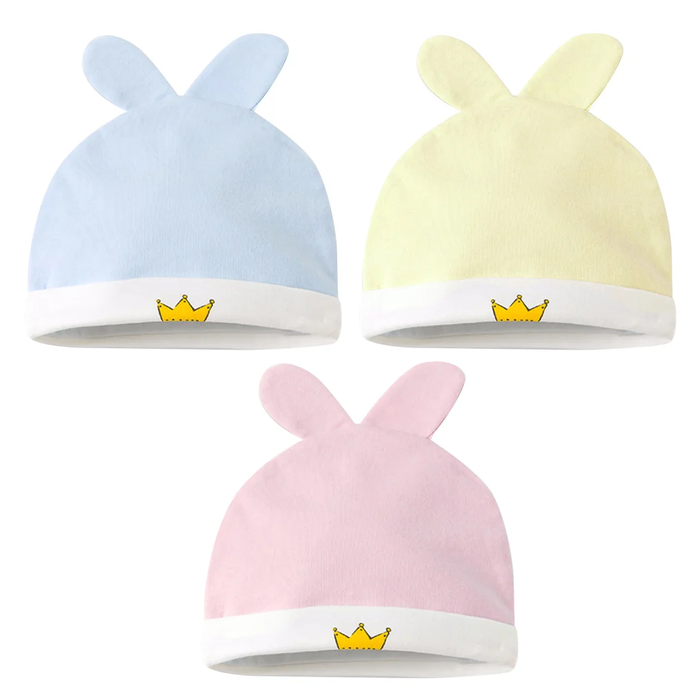 3 Pcs Hat Spring Summer Baby Hat Newborn for 1-3 Months Children (Pink/Blue/Yellow) newborn cap