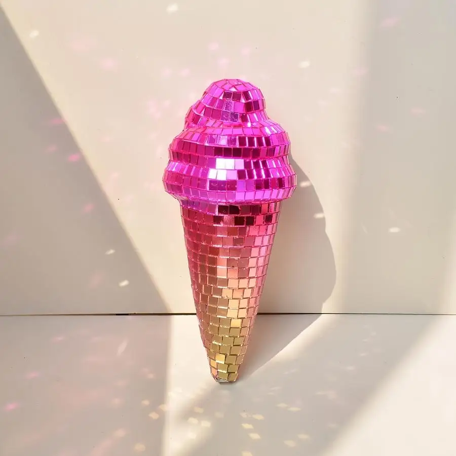 1/5/10/20/50/100pcs Disco Ice Cream Ornament, Sparkling Mirror Ball Ice Cream Decor, Cute Aesthetic Home & Party Decoration for