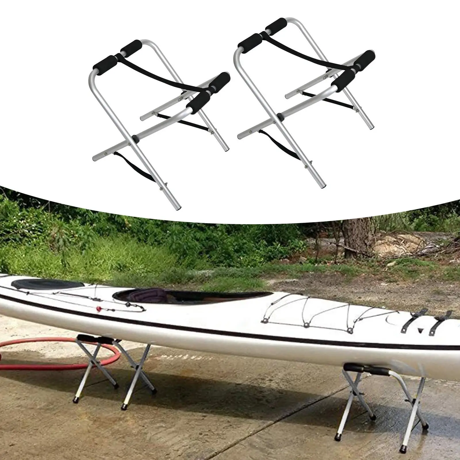 

2Pcs Foldable Kayak Stands Accessories Heavy Duty Kayak Storage Racks for Outdoor Paddle Boards Surfboard Canoes Indoor
