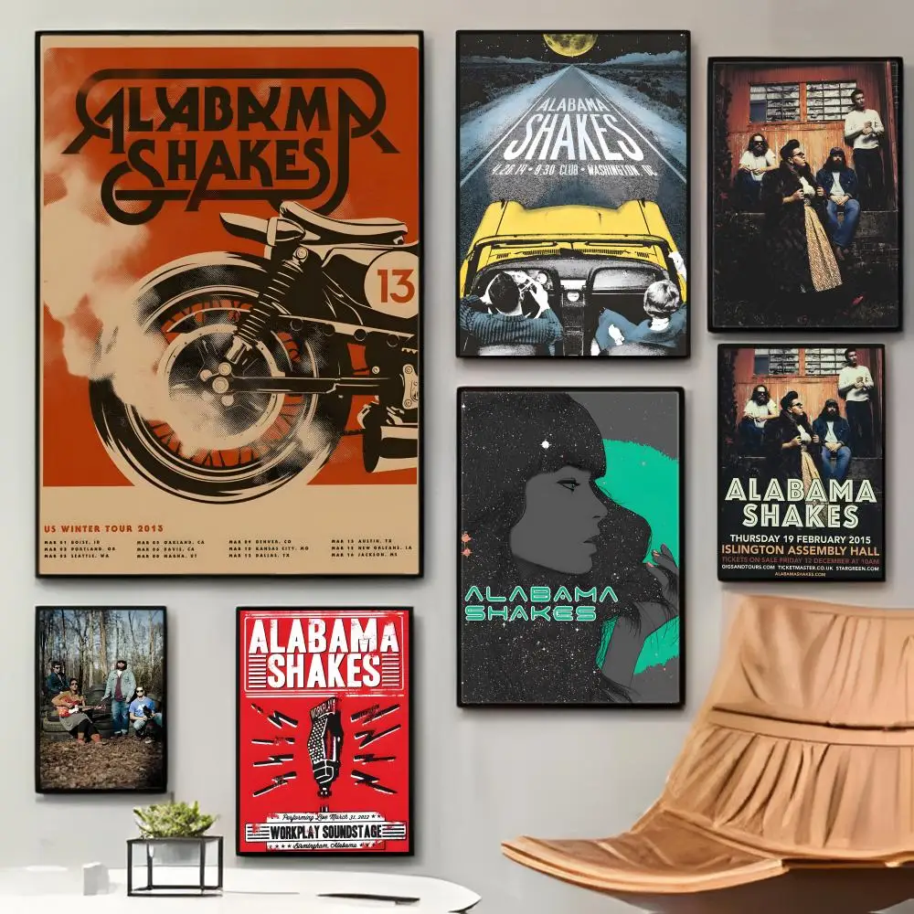 Pôster Adesivo Impermeável da Banda Folk A-Alabama Shakes para Decoração de Parede de Cafeteria, Bar ou Quarto – Presente
