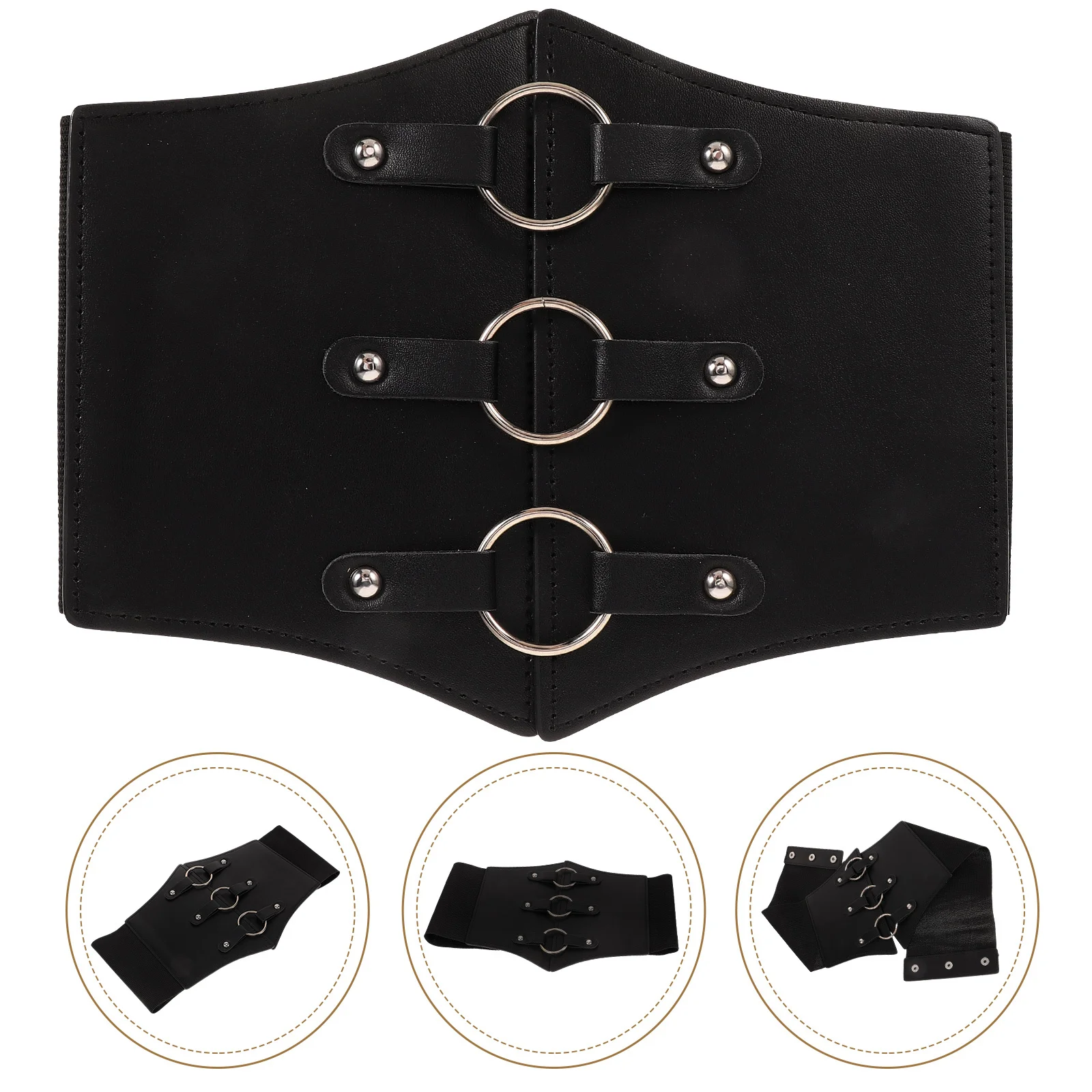 Women Corset Waist Belt Retro Wide Imitation Supportive Underbust Belt for Halloween Cosplay Steampunk Costume