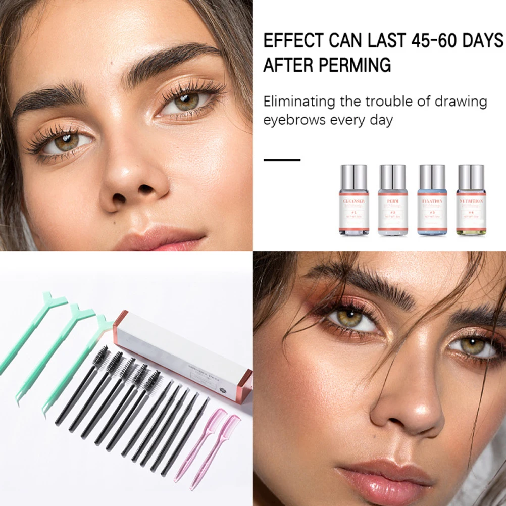 1 Juego de Kit de laminación de cejas, herramientas para dar forma a las cejas fáciles de usar para mujeres gruesas en casa, juego de regalo de maquillaje DIY