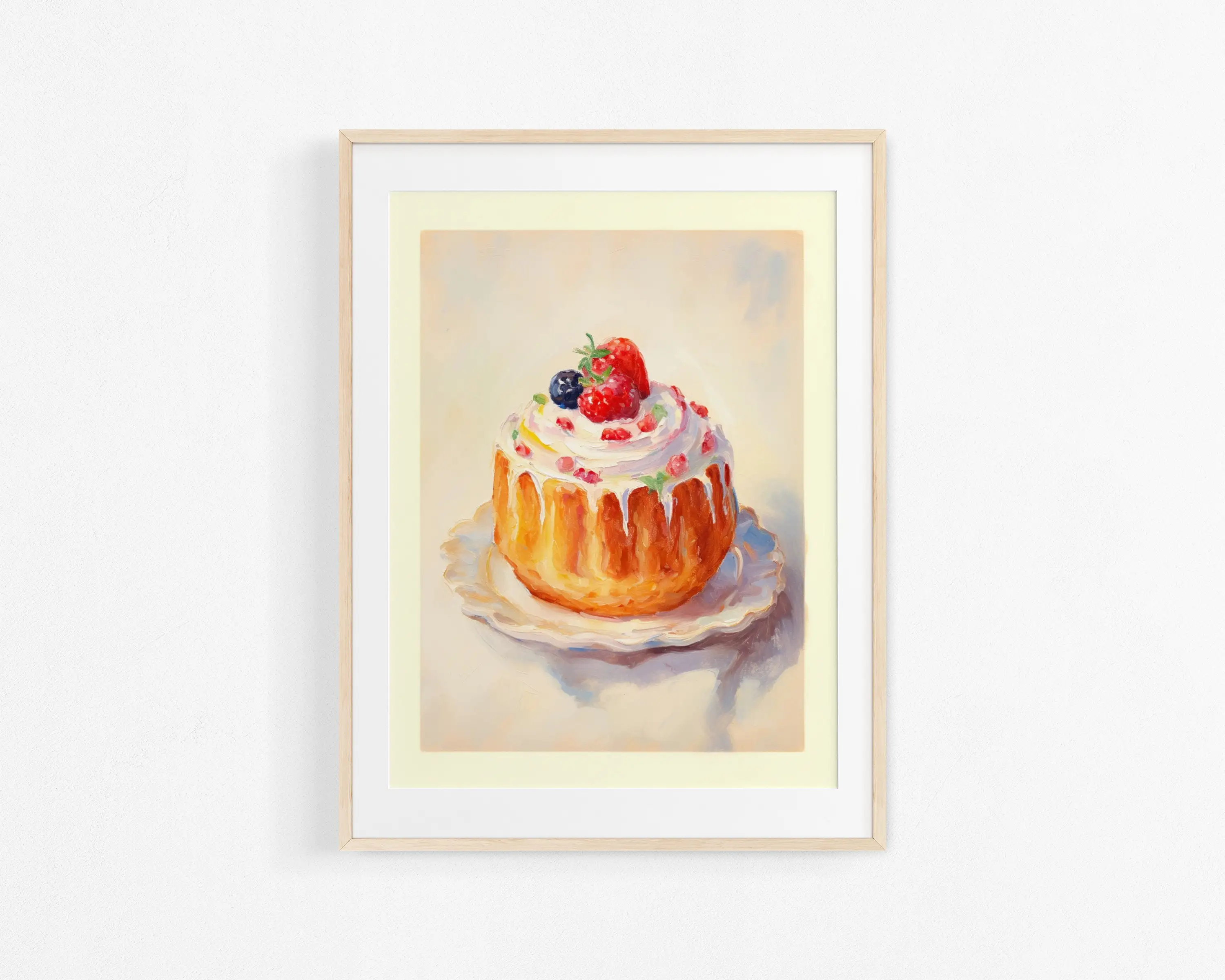 Strawberry French Pastry Chocolate Cake Berries Puff Ice Cream Poster Print Wall Art Pictures Canvas Painting Room Home Decor