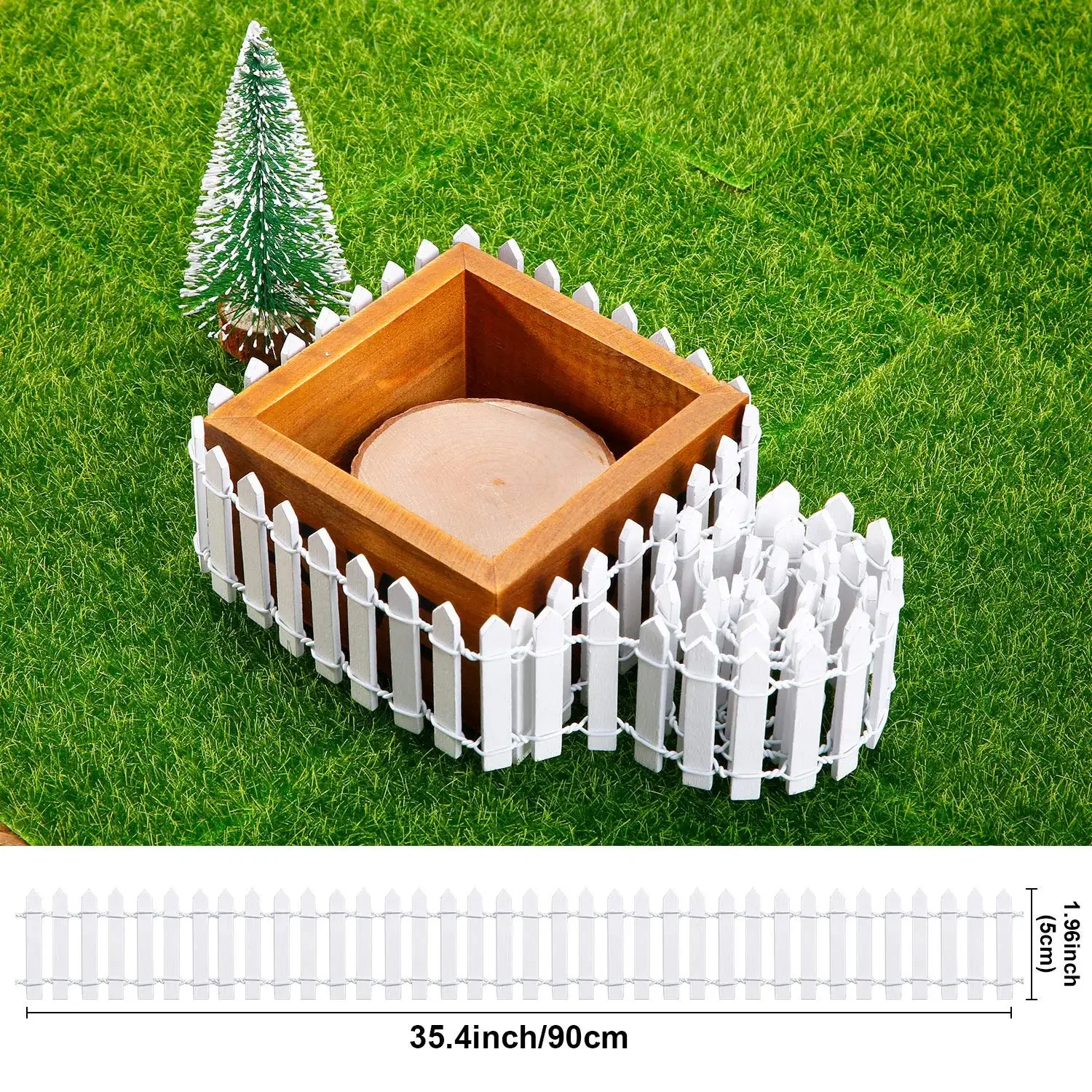 قطعة واحدة من سياج خشبي صغير للحدائق الخيالية وزخارف أصيص الزهور - ديكور متين للمنزل والحديقة، مثالي لعيد الميلاد #2