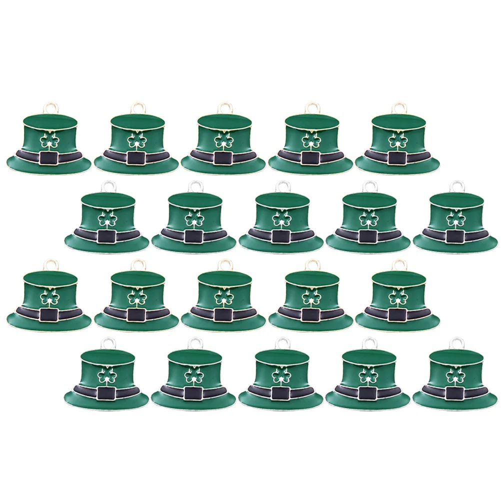 

20 Pcs Hat Drip Pendant Small Shamrock Charms Embelishments Jewellery Making Accessories Dangle Beads Pendants Green Keychain