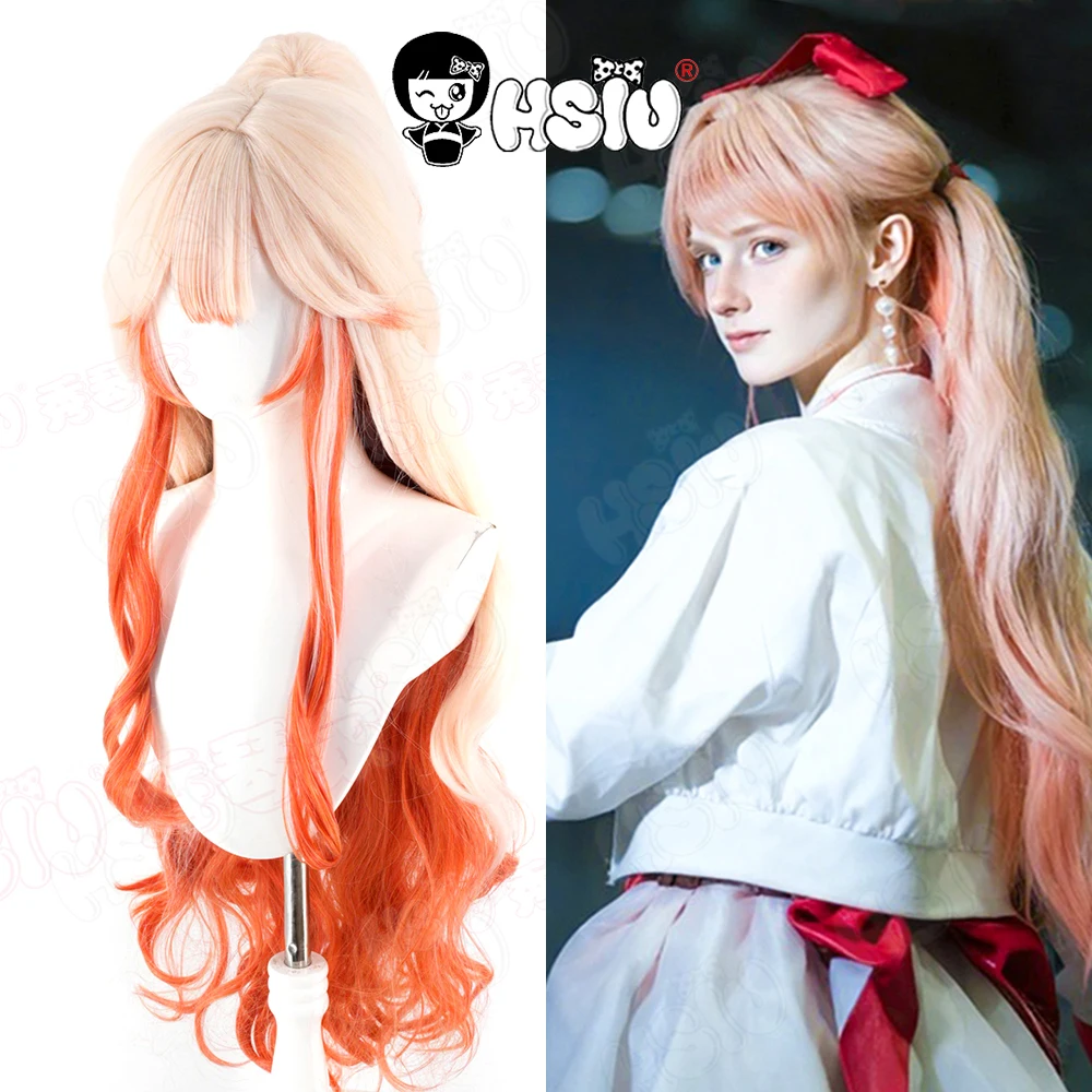 

Парик для косплея Haruka HSIU 80 см, серый, розовый, смешанный, оранжевый, розовый, длинные волосы, синтетический парик + шапочка для парика, игра Arknights Haruka, косплей