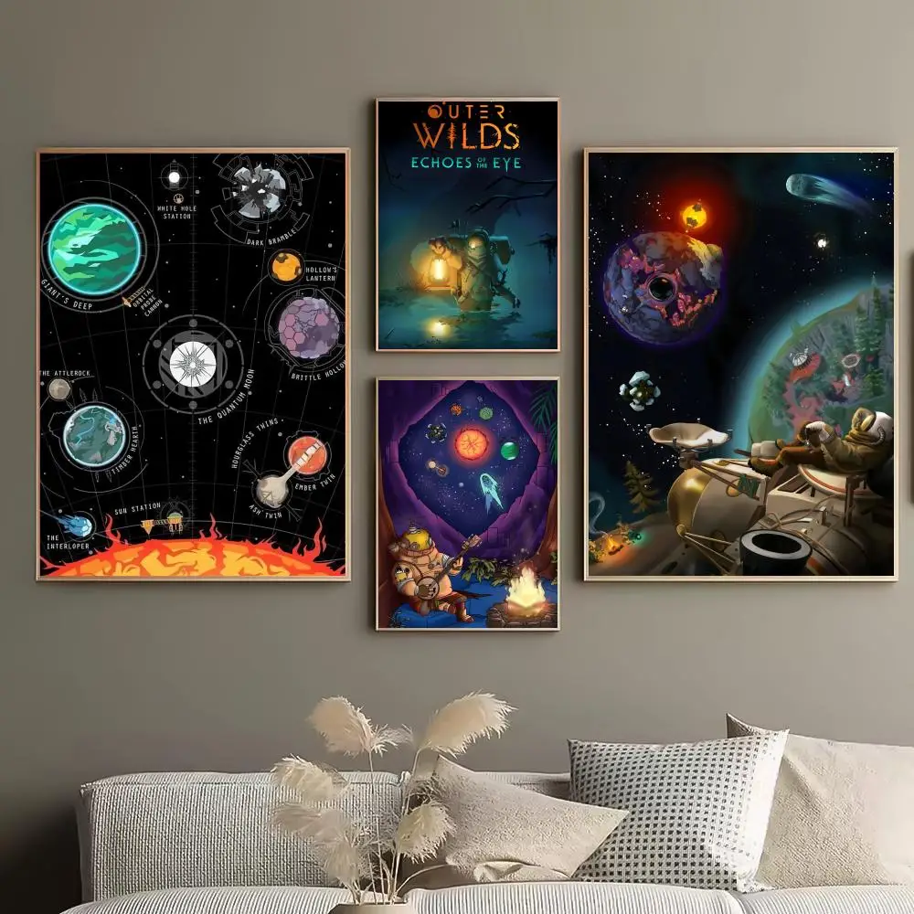 O-Outer Wilds Movie Game Poster Aesthetic PVC Wall Art - HD Waterproof UV Resistant For Home Bar Office