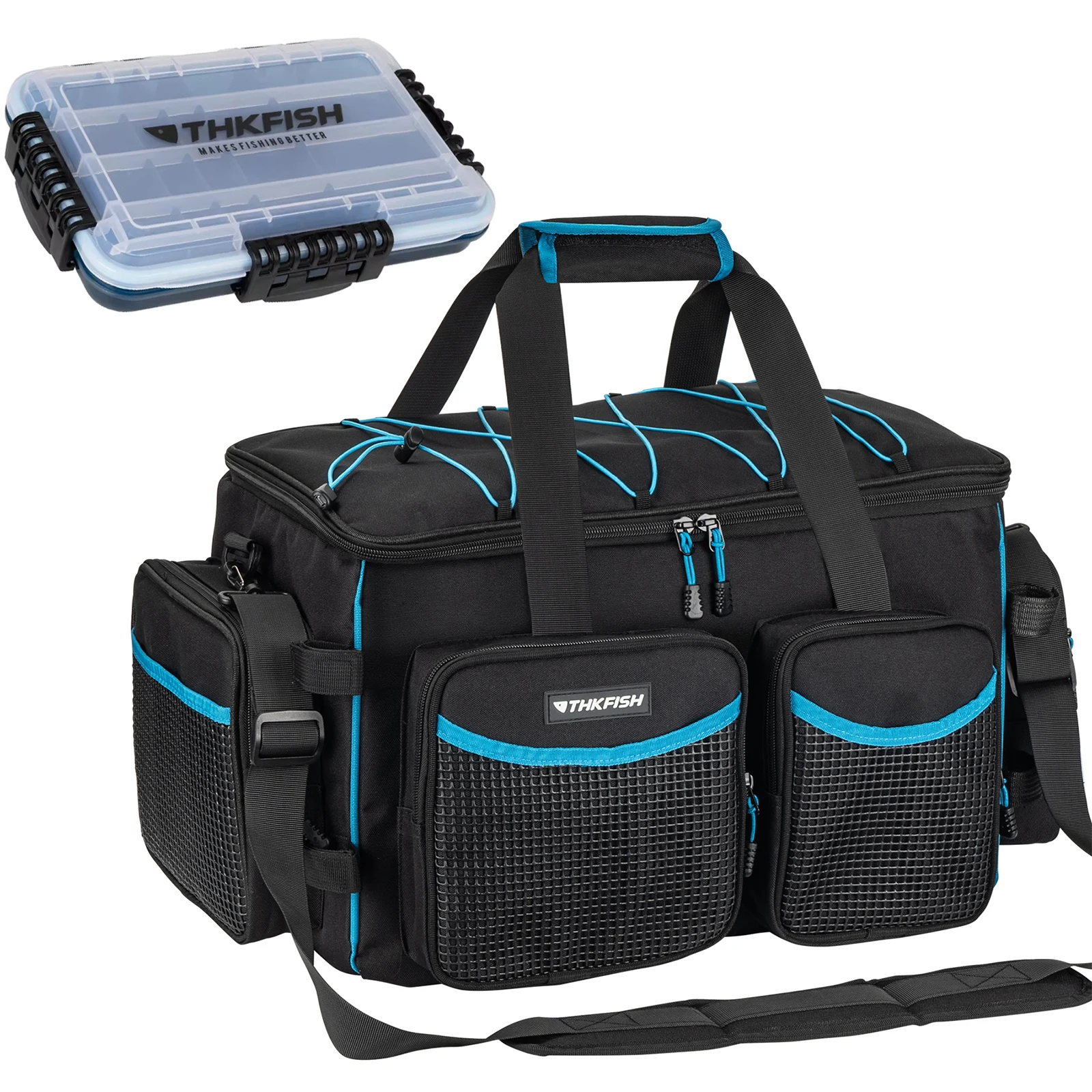 

Fishing Shoulder Bag with 3600 Box Large Capacity Fishing Tackle Storage Packs with Rod Holder 900D Oxford Waterproof Sling Bags