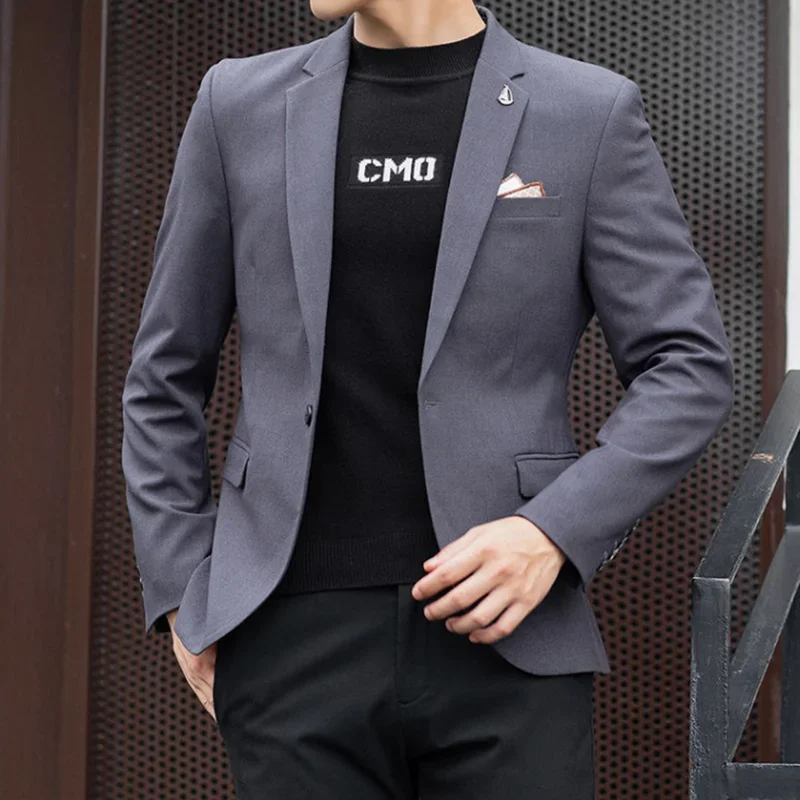 New Blazer Man. Stylish. Casual. Versatile. Solid Color. Gentleman. English Style. Singer Performance. Wedding Dress. Blazer