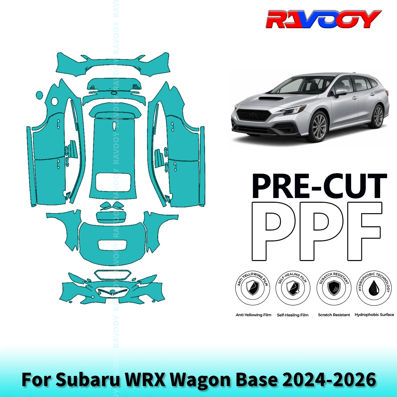 For Subaru WRX Wagon Base 2024-2026 Full Exterior Body 8.5Mil Pre-Cut Paint Protection Film PPF Stone Chip Kit Clear/Matte/Black