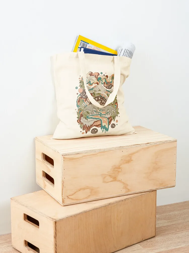 البوابة المفقودة: حقيبة حمل فنية من Parasaurolophus Retro Rainbow Palette Dinosaur Science Fiction Art #4