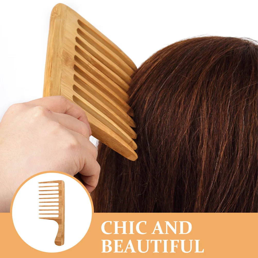 

Профессиональная бамбуковая расческа с широкими зубьями для мужчин, большая расческа для укладки волос, прочная конструкция для ежедневного использования, салона или путешествий