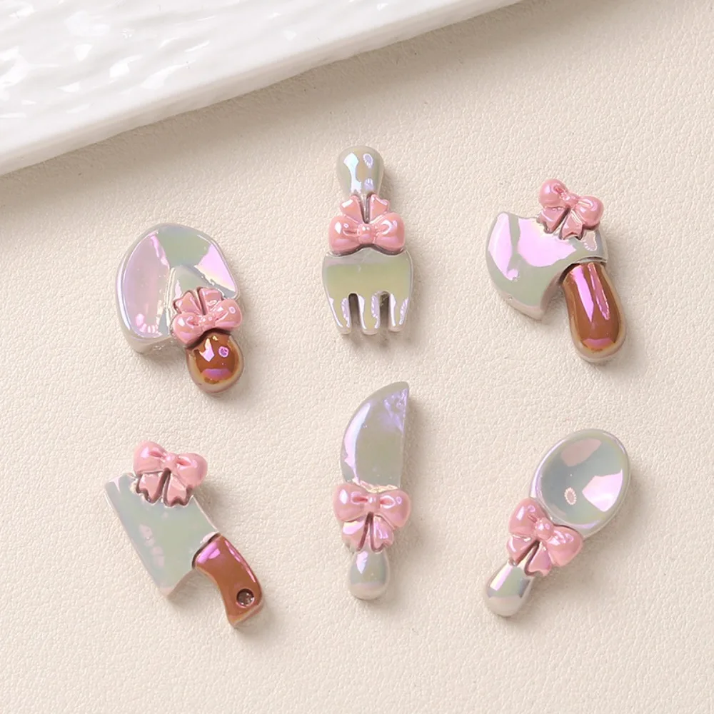 10pcs Kawaii Resin Flatback Mini Spoon Folk Charms Cabochons Embellishments for DIY Ornament Crafts Scrapbook Home Decorations