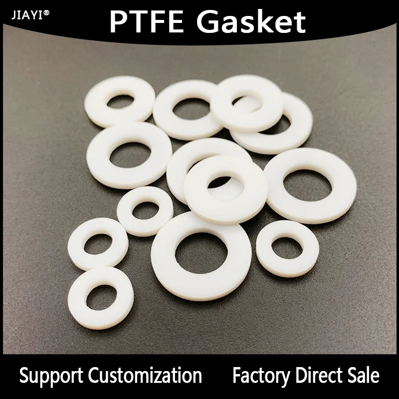 Sizes O/D 14mm 18mm 21mm 24mm 31mm 38mm I/D 10.8 14 17 20 27 34 Thick 0.8mm PTFE Flat Washer Gasket Spacer Sealing For Pressure