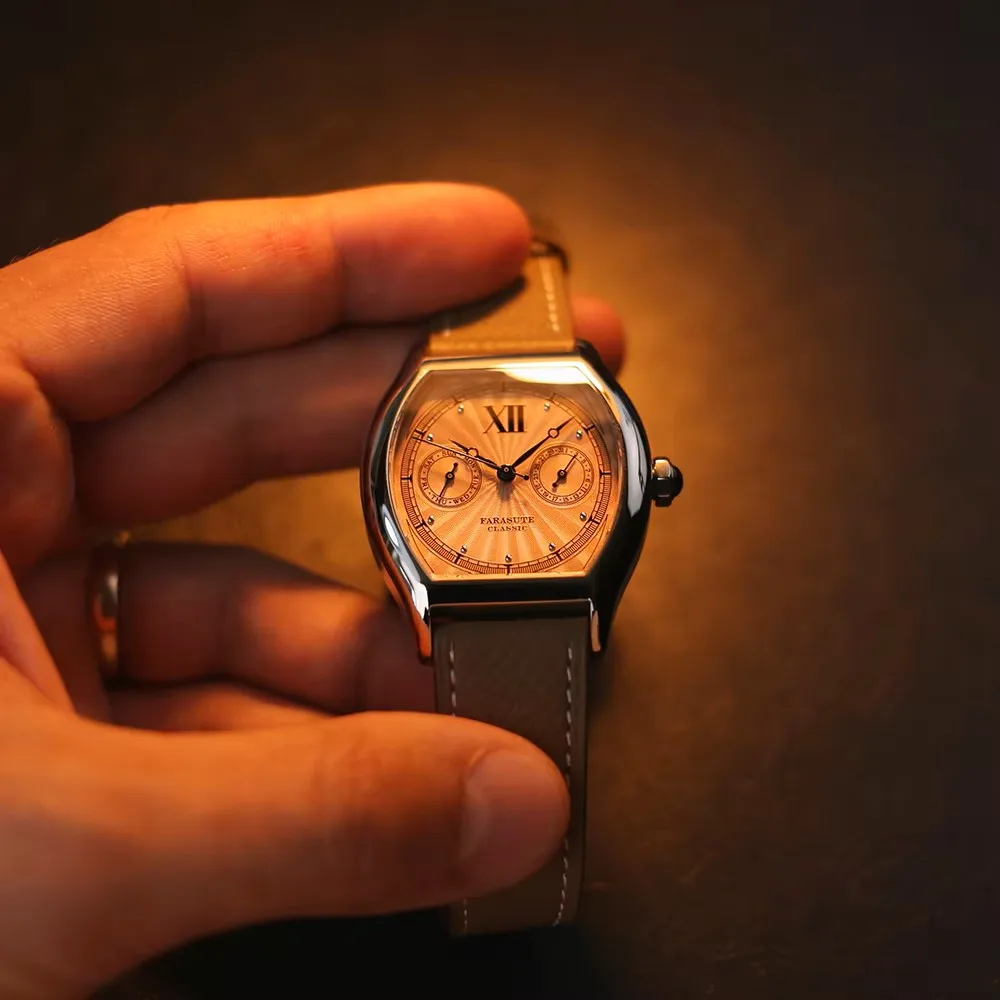 FARASUTE-reloj deportivo de acero inoxidable para hombre, accesorio de pulsera de cuarzo resistente al agua con movimiento VH64, cristal de zafiro,