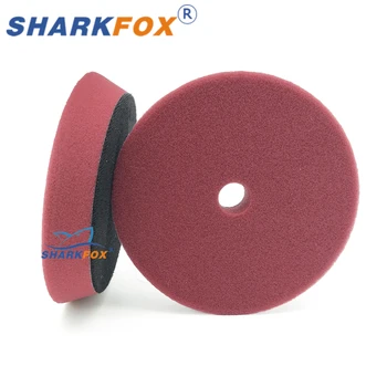 Sharkfox 5 inch (125mm) Car Sponge Polishing Buffing Pad Flat Polish Pad with Hook &amp; Loop Removes Scratche for Polishing/Waxing