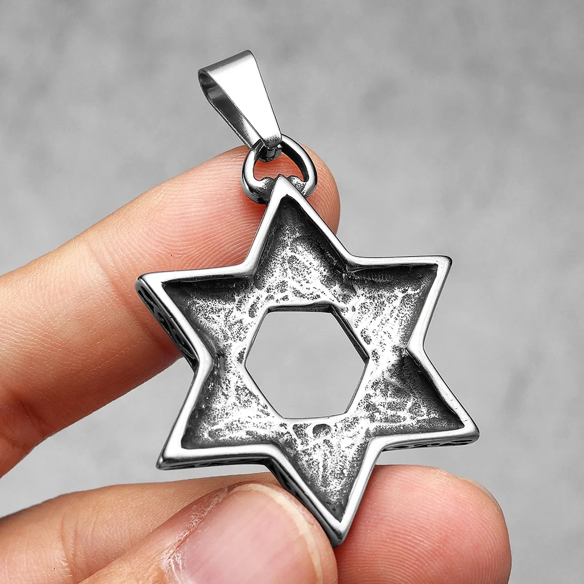 Six-pointed Star of David สร้อยคอ Vintage จี้ 316L สแตนเลสผู้ชาย Punk Rock สําหรับชายเครื่องประดับของขวัญ Dropshipping