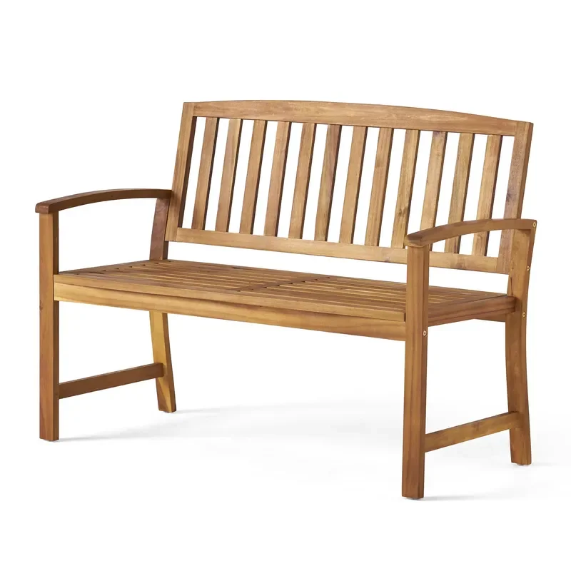 Modern Teak & Acacia Wood Outdoor Patio Garden Bench