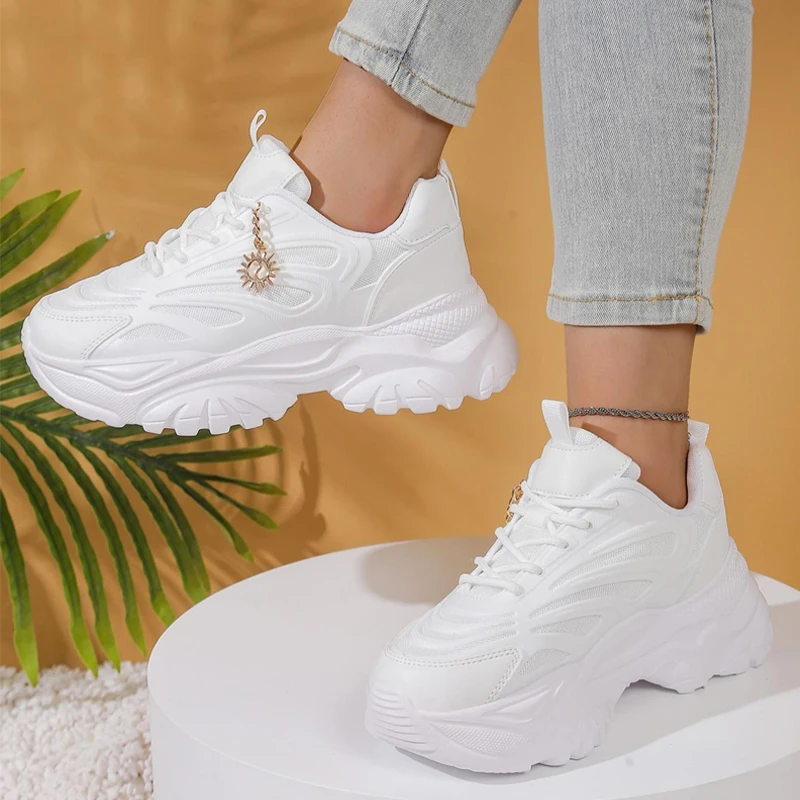 

Женская дышащая повседневная спортивная обувь большого размера на толстой подошве, удобные модные кроссовки для бега