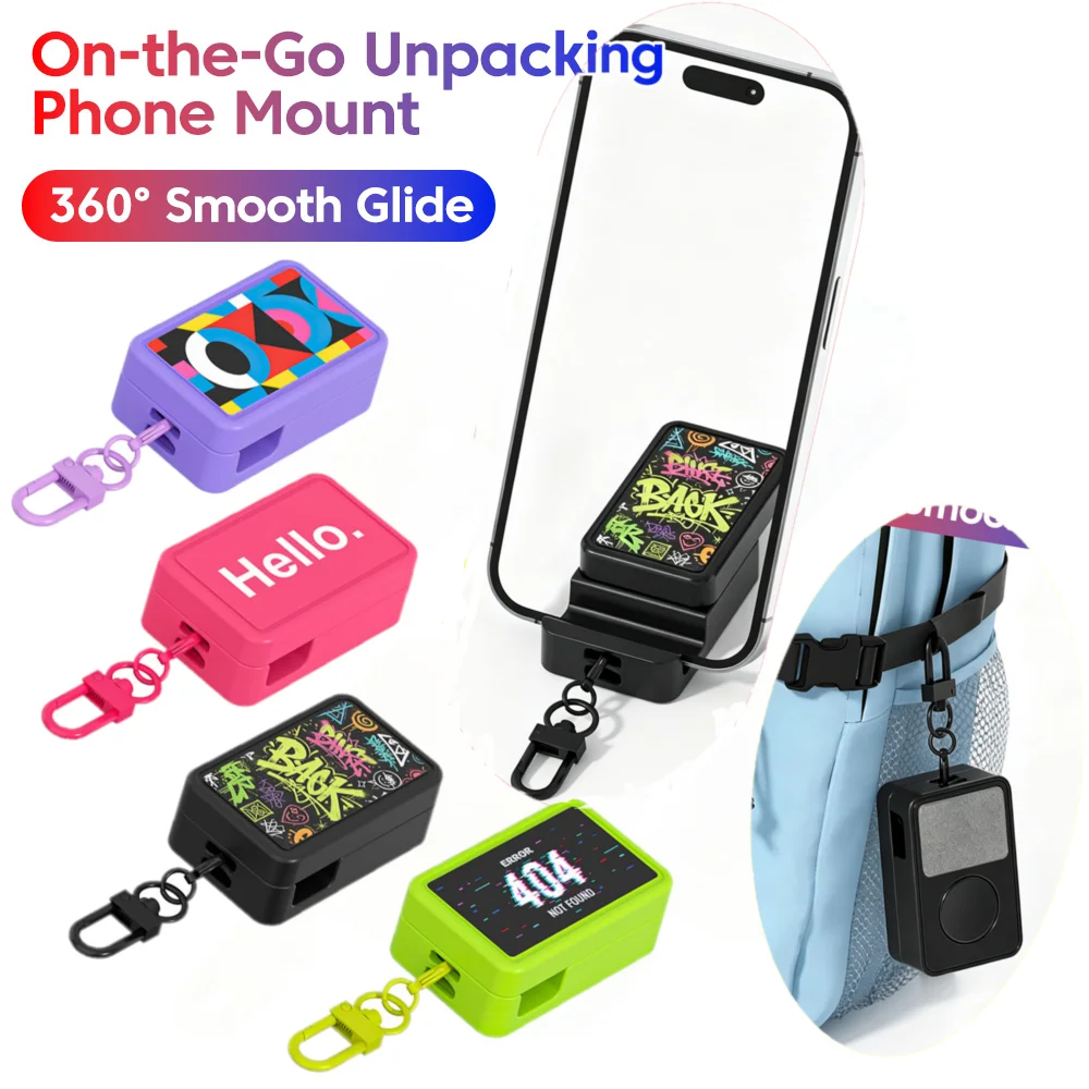 Chaveiro Multifuncional EDC 5 em 1 Portátil 360 °   Suporte para Telefone, Brinquedo Anti-Stress, Limpador de Tela, Chaveiro Anti-Perda
