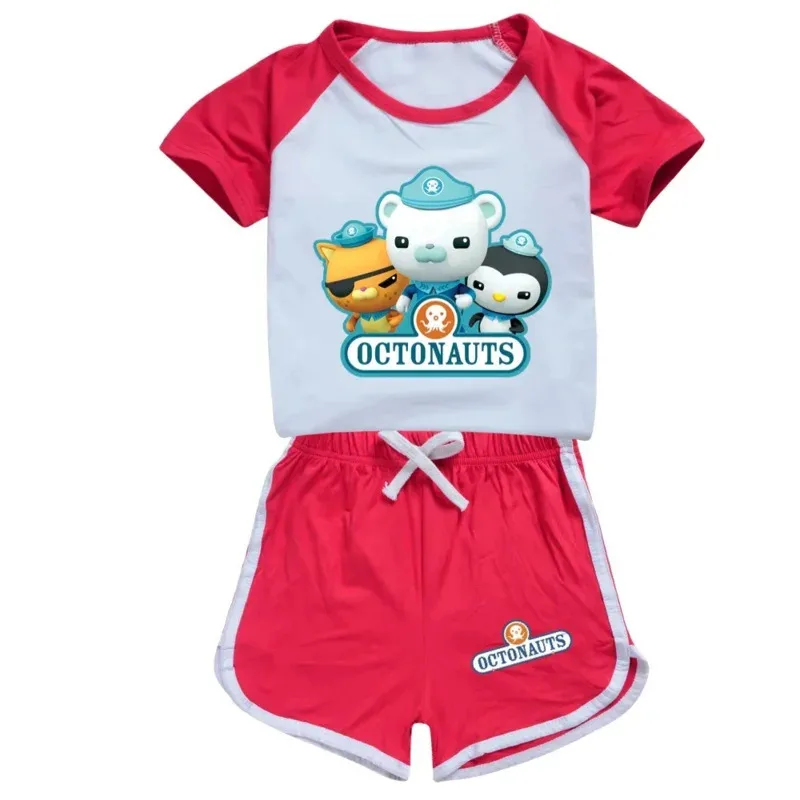 Filme octonauts bebê crianças roupas casuais esporte terno para meninos menina manga curta topos tshirt calças define crianças pijamas outfit