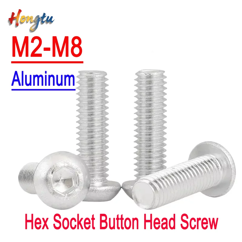 

Aluminum 10/ 20/ 50pcs/lot M2- M8 Hexagon Hex Socket Button Head Screw Bolts Round Flat Head Screw