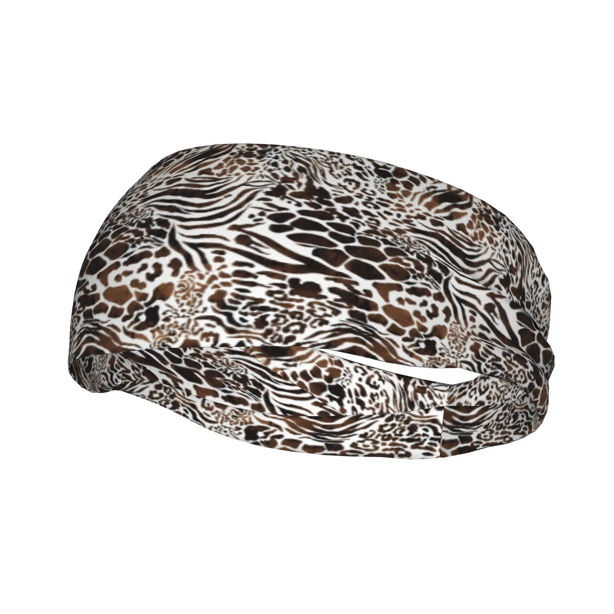 Leopard Zebra Mixed Animal Print Headband Sweat Absorbent Sports Hairband for Yoga Running Daily Wear Elastic Non-slip Fashion