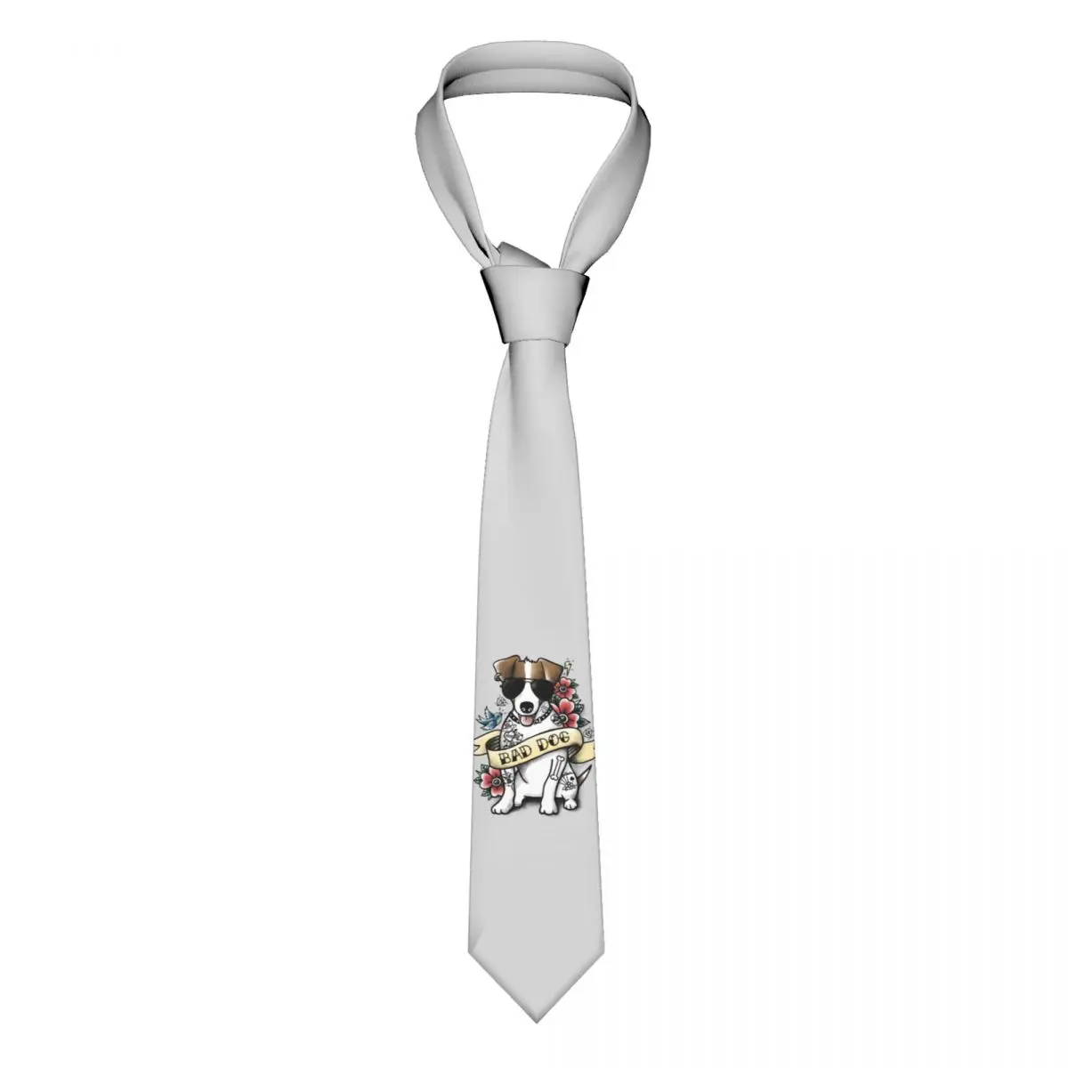 Customized Bad Dog Jack Russell Terrier Tattoo Neck Tie Men Fashion Puppy Dog Lover Silk Office Neckties