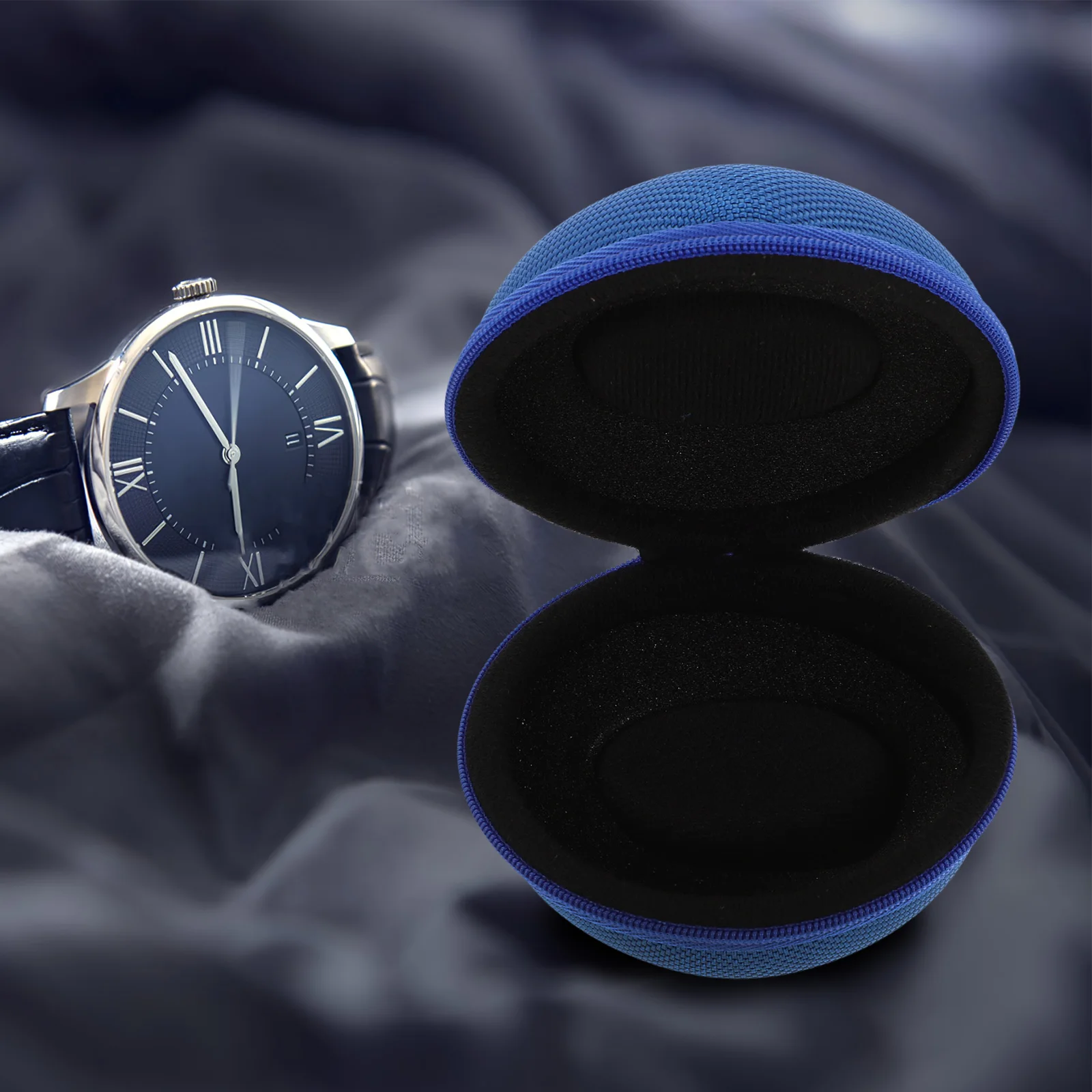 

Elegant Watch Box Portable Blue EVA Case for Travel Business Accessories Storage Smart Watch Carrier Household ganizer