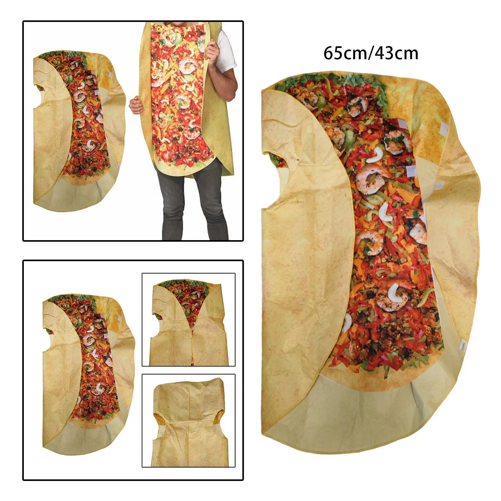 

Mexican Taco Costume Cosplay Costume Cartoon Comfortable Halloween Costume Outfit for Role Playing Fancy Dress Party Supplies