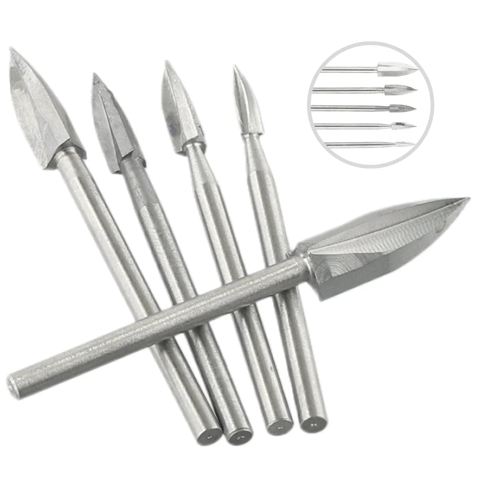 Juego de brocas de grabado de 5 piezas, accesorios de taladro de grabado, brocas de fresado de madera de carburo HSS, rebabas para bricolaje, herramienta de carpintería