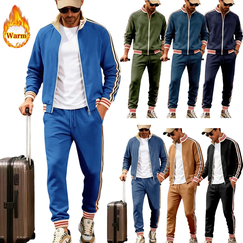

Men's Trendy Sporty Fleece Jacket Stand-up Collar Warm Casual Loose Fit Autumn/Winter 2025 Fashionable Simple Suit